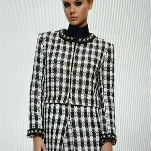 Brand New Alice + Olivia Black and White Checkered Coat/Blazer